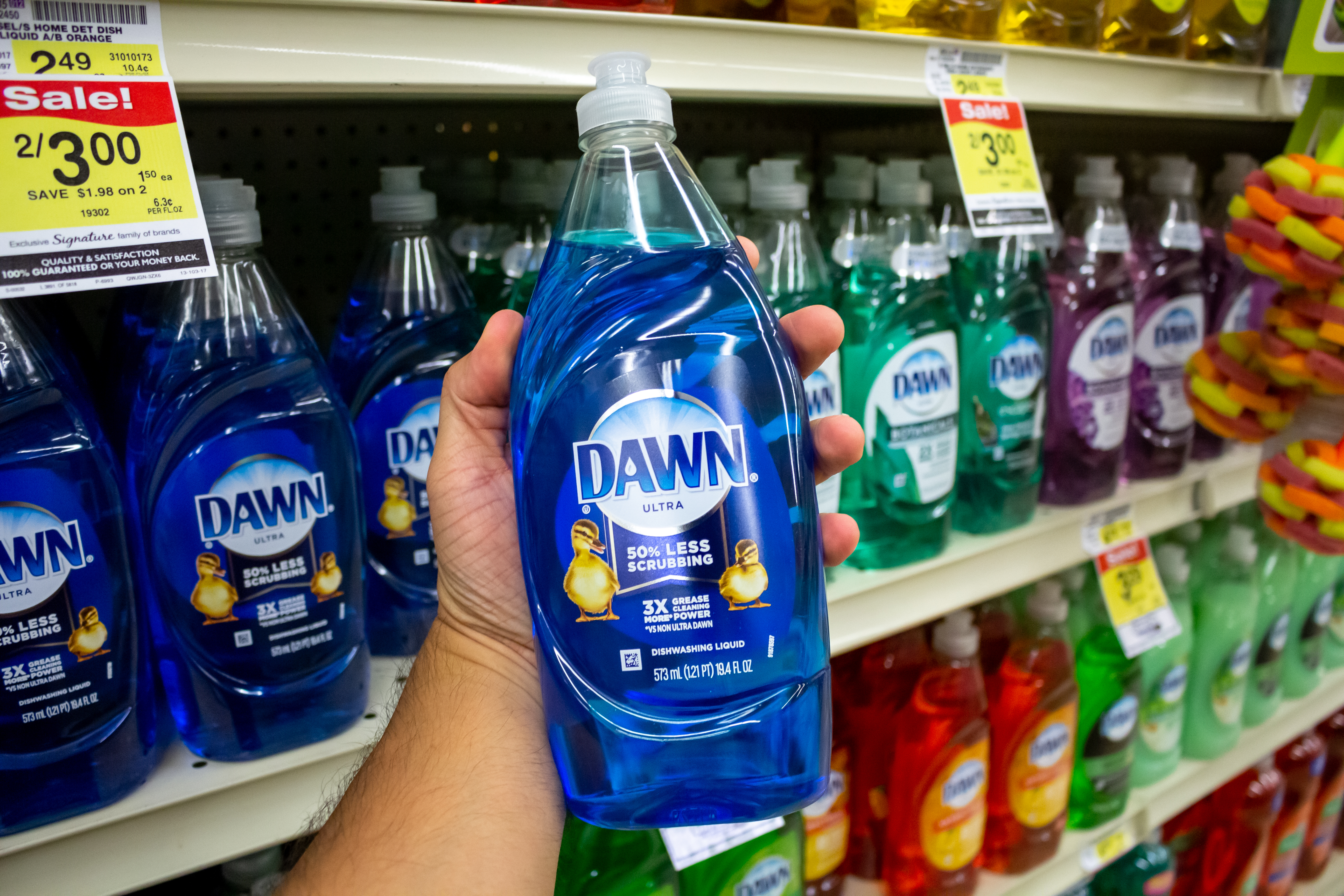 A bottle of Dawn dish soap in a grocery store | Source: Shutterstock