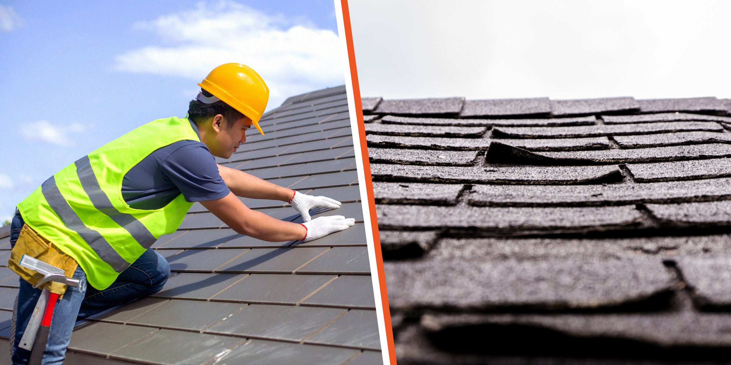 A man repairing a roof | A roof with granular loss | Source: Getty Images