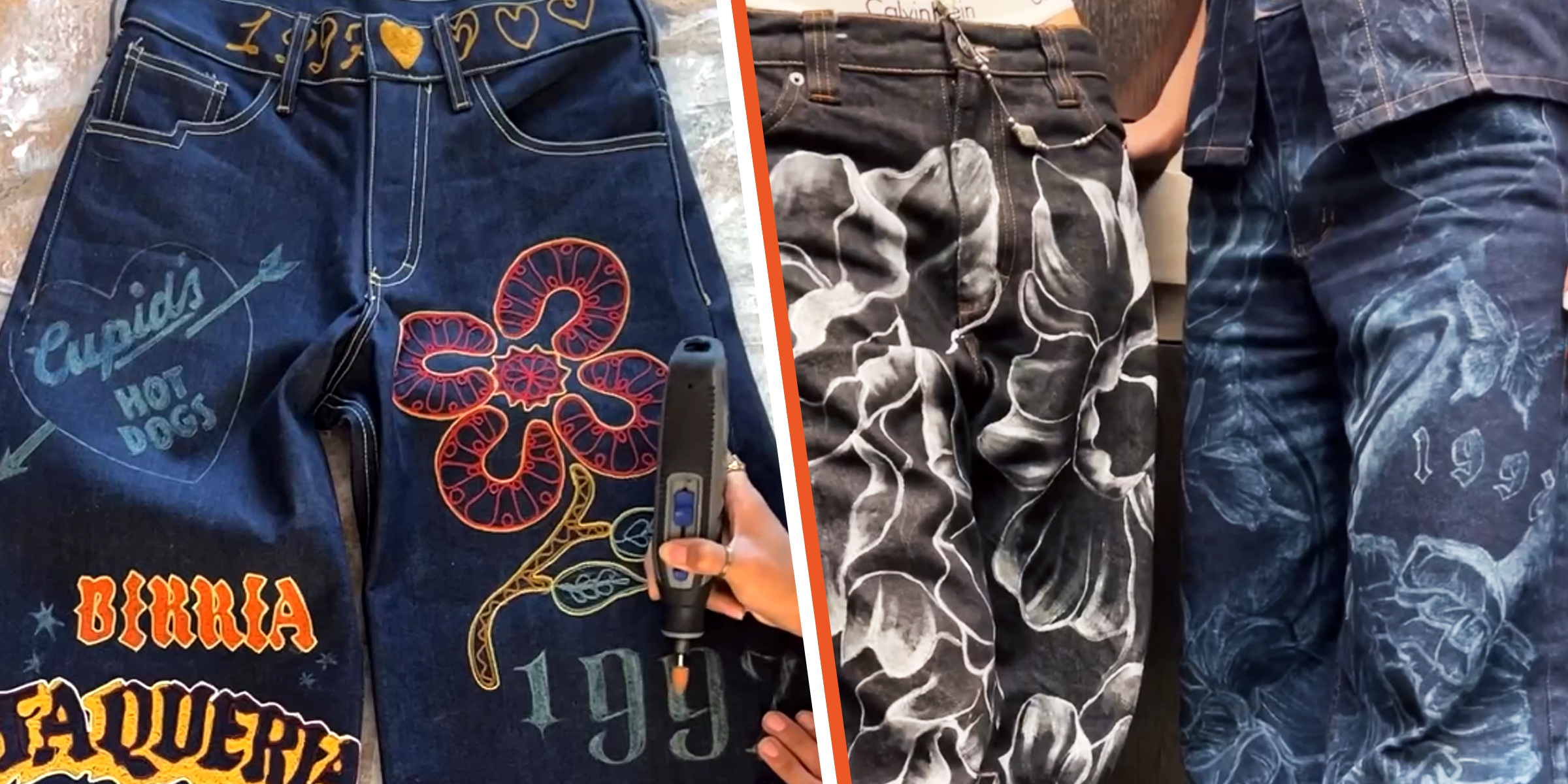 DIY aesthetic painted jeans | Source: Instagram/denem