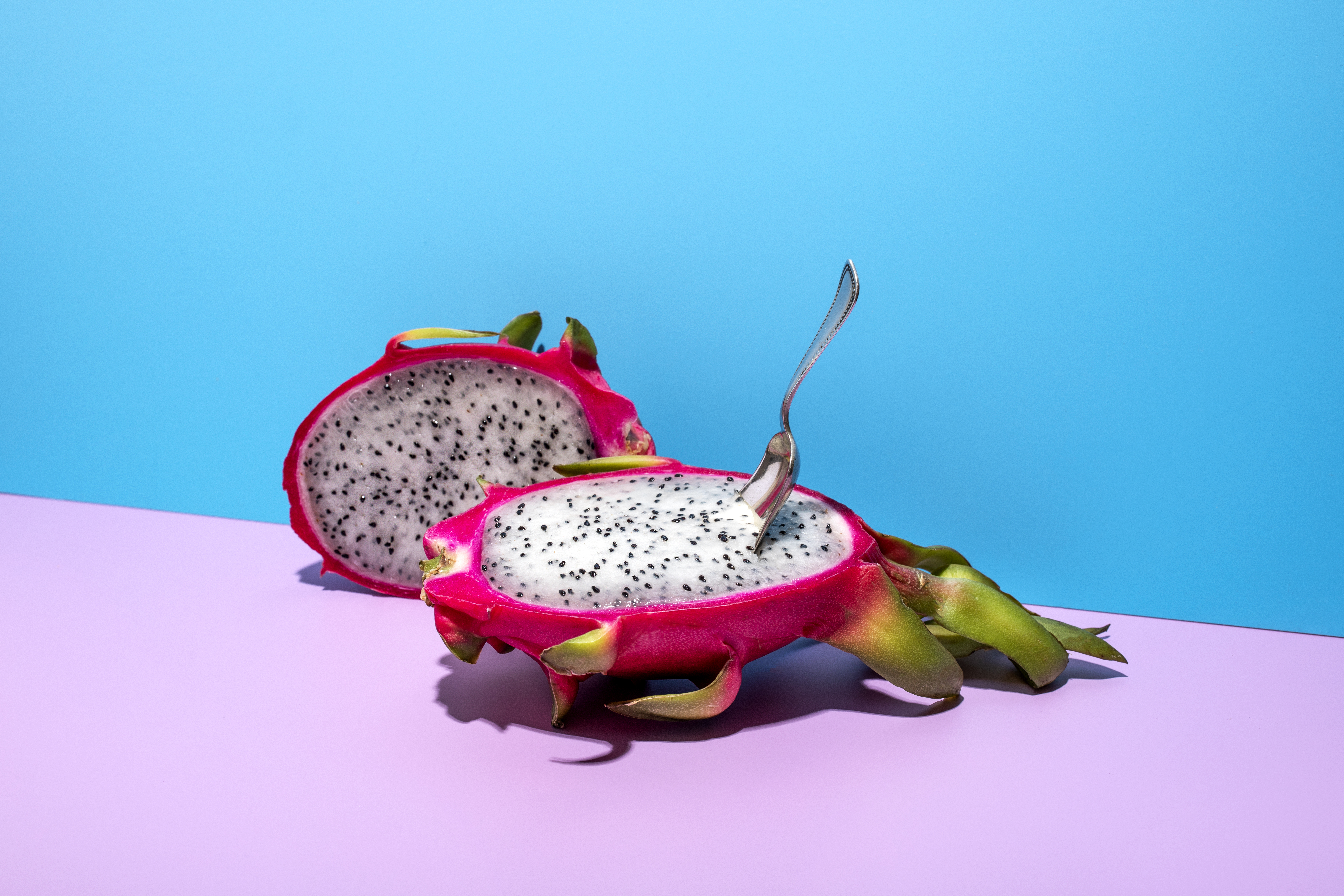 A dragon fruit sliced in half | Source: Getty Images