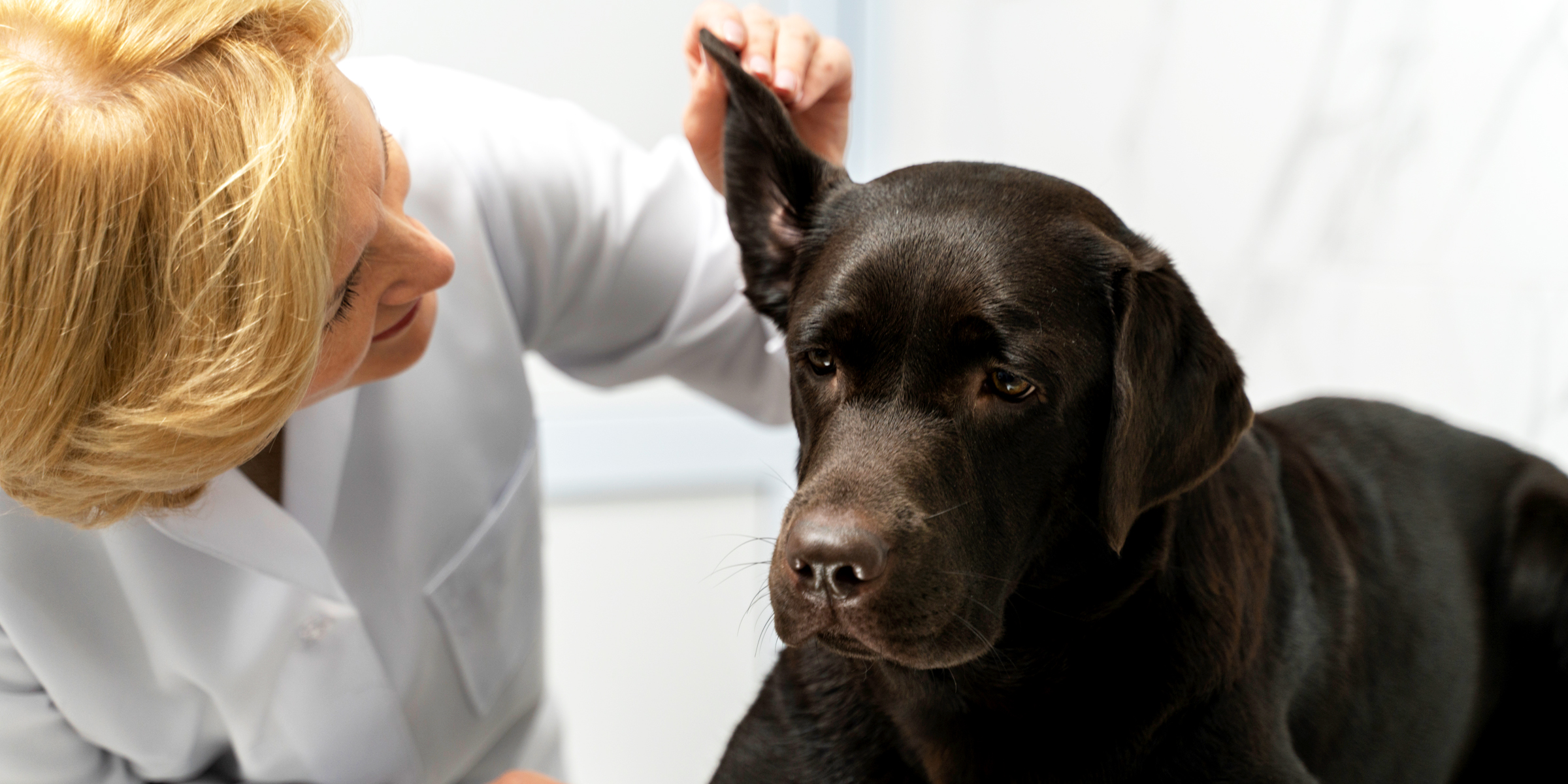 Woman inspecting dog's ear | Source: Freepik