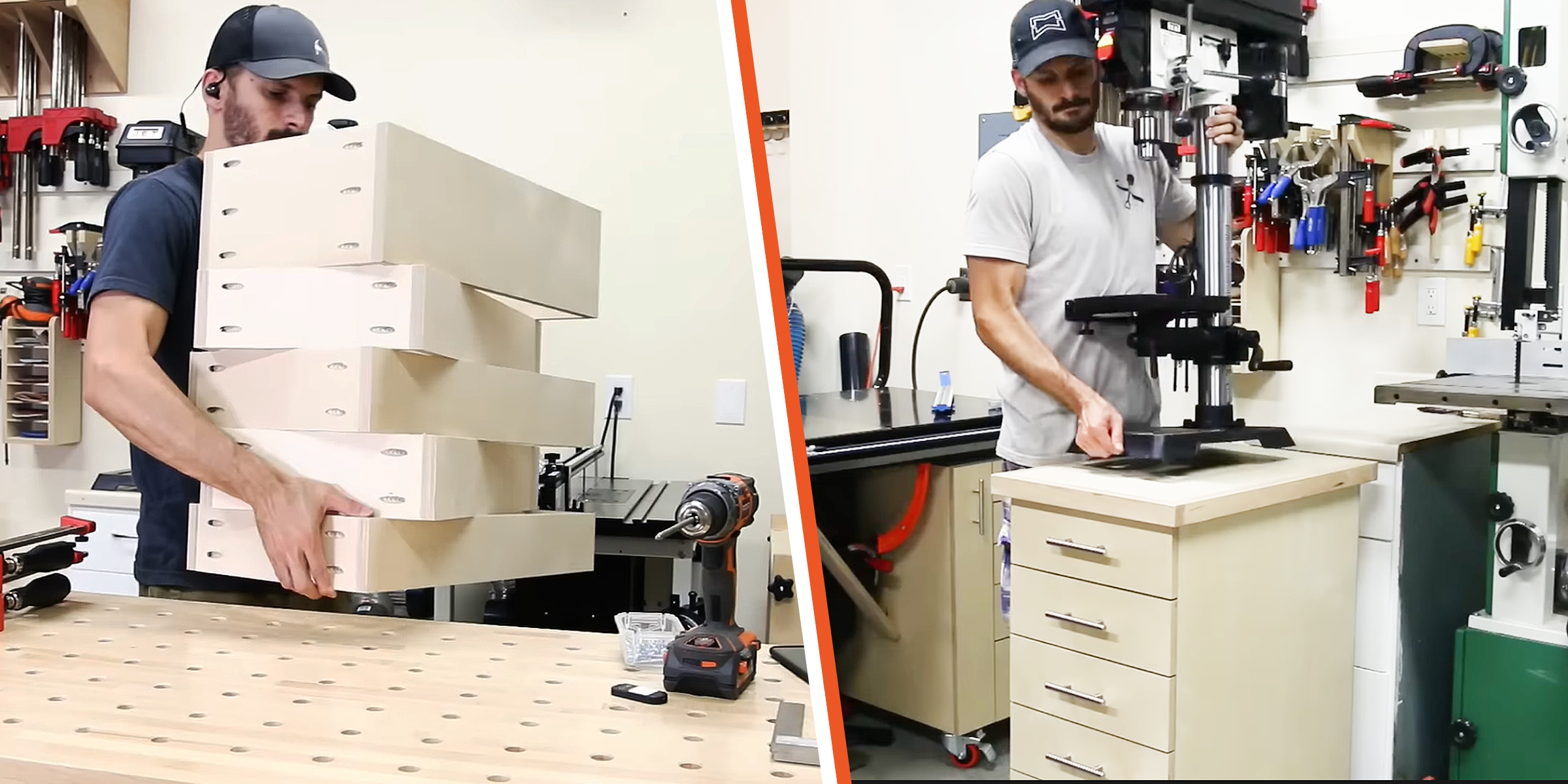 A man building a drill press stand | Source: YouTube/@Fixthisbuildthat