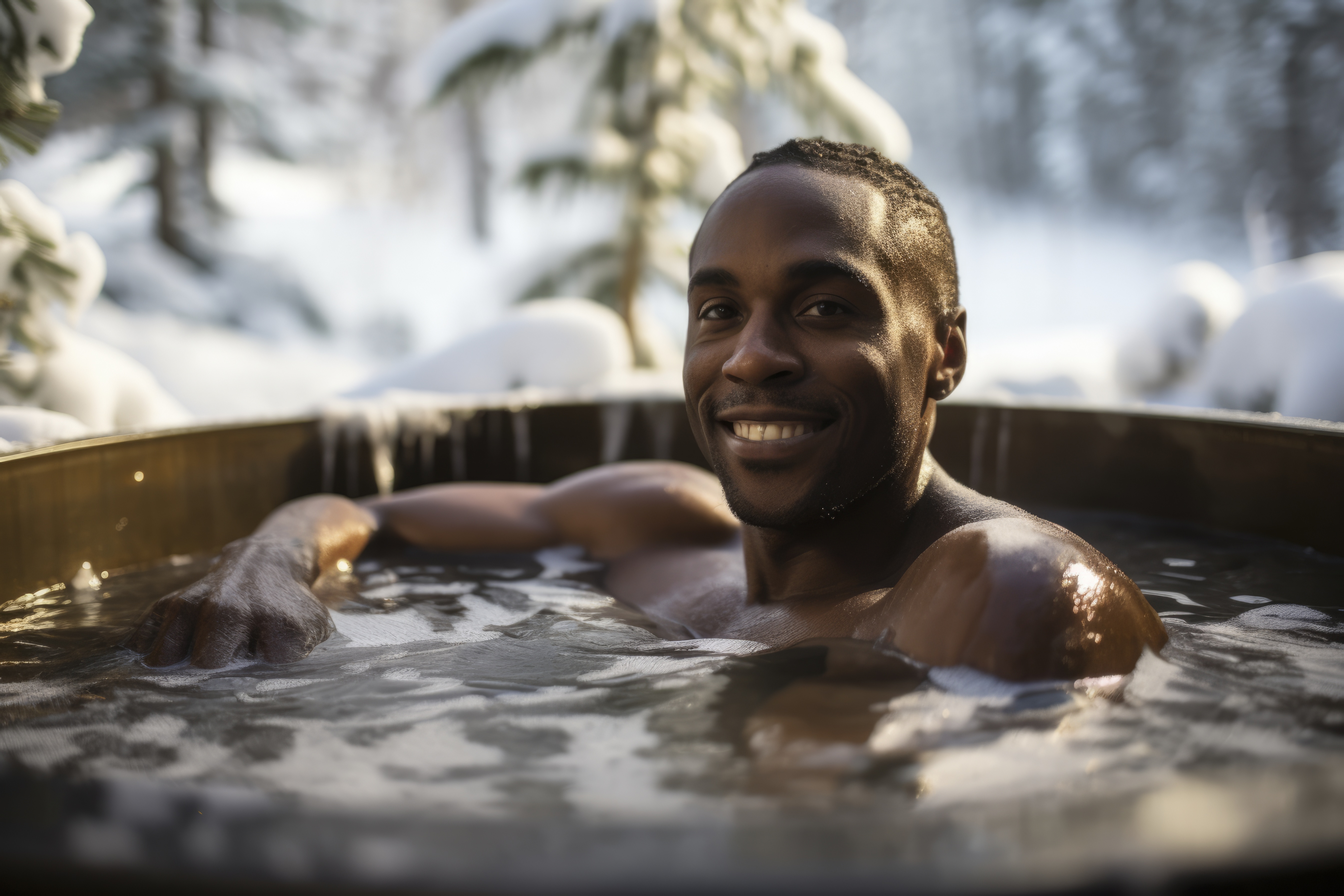 A man in a cold plunge container | Source: Freepik