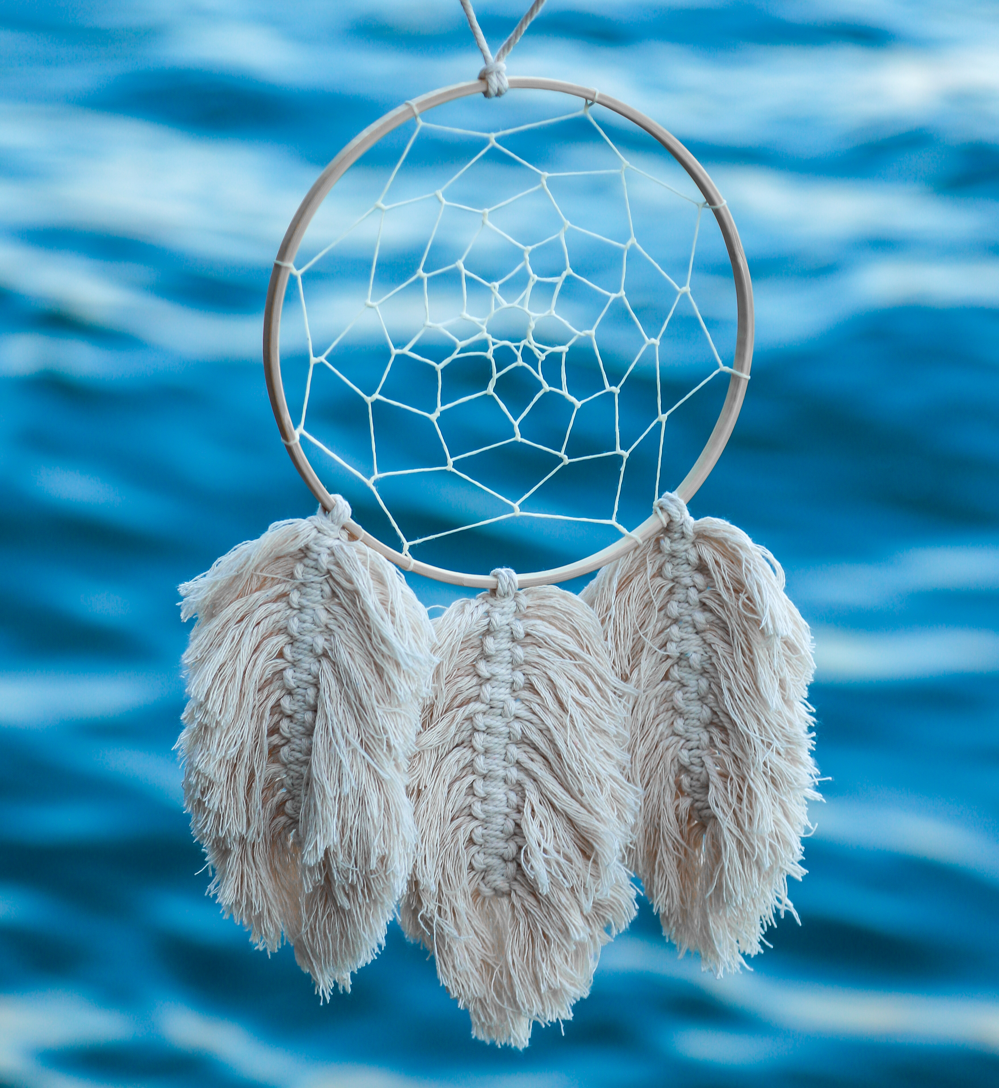 A dreamcatcher hanging against an ocean background | Source: Shutterstock
